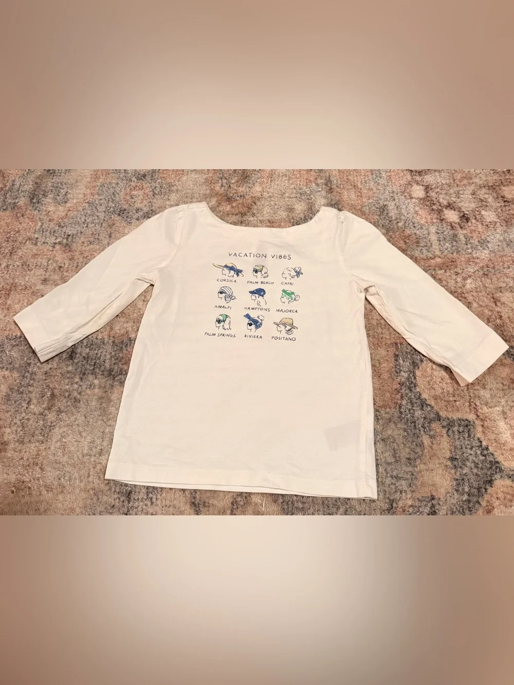 Janie and Jack Toddler  Vacation Vibes Graphic Long Sleeve Top - white size 4T